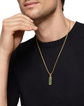 Streamline® Inlay Amulet in 18K Yellow Gold with Malachite and Emeralds, 30.7mm